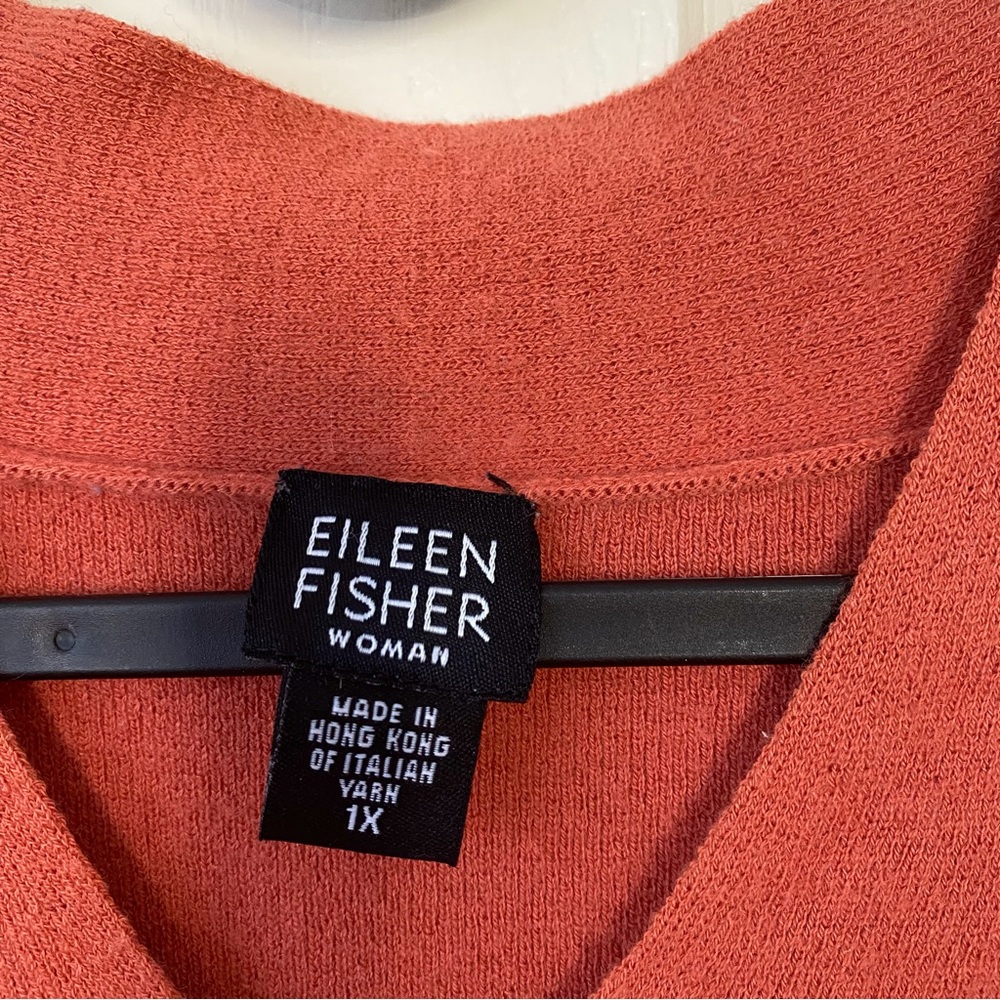 Eileen Fisher Coral Rust Orange V-neck Italian Yarn Wool Sweater Top Size 1X - Picture 8 of 11